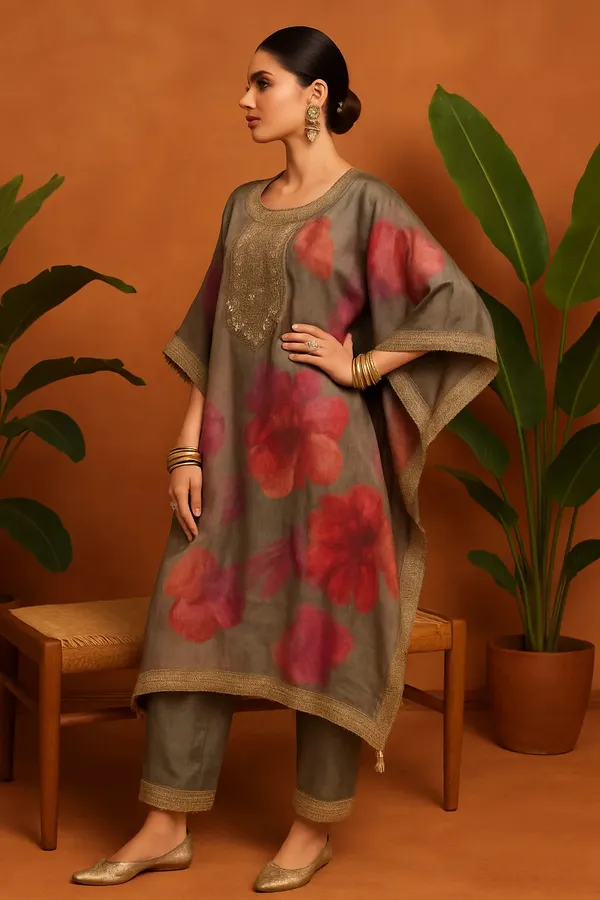 Gray_Shinal_Floral_Organza_Kaftan_With_Shimmer_Pants_Mirror_Gota_Work_Detailing_For_Women