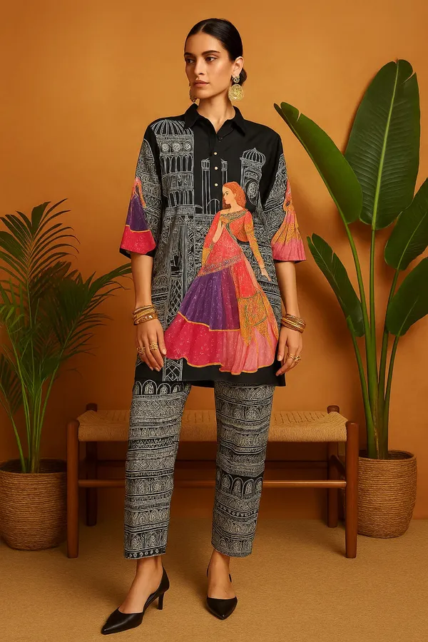 Lavender_Rayon_Co-Ord_Set_With_Designer_Kurta_Straight_Pants_For_Women