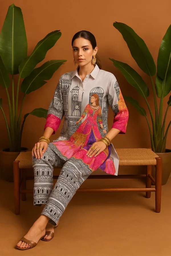 Lavender_Rayon_Co-Ord_Set_With_Designer_Kurta_Straight_Pants_For_Women