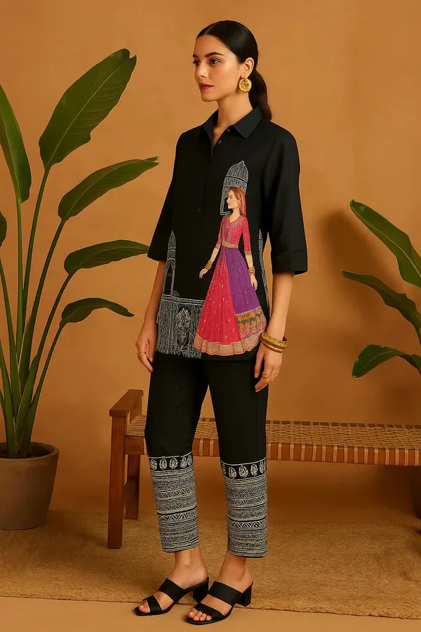 Lavender_Rayon_Co-Ord_Set_With_Designer_Kurta_Straight_Pants_For_Women
