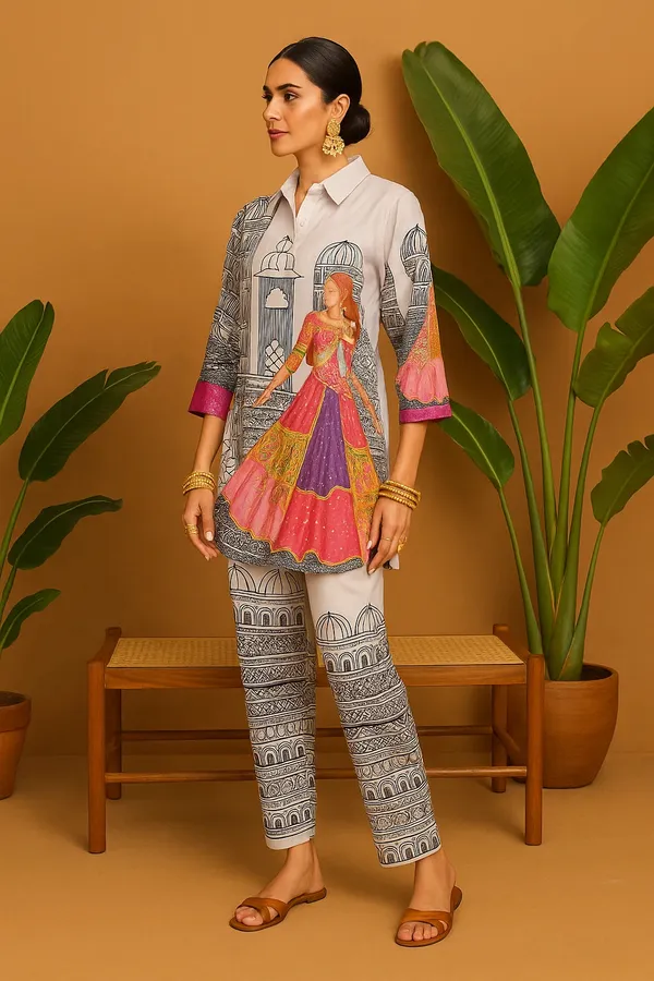 Lavender_Rayon_Co-Ord_Set_With_Designer_Kurta_Straight_Pants_For_Women