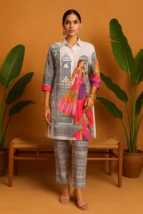 Lavender_Rayon_Co-Ord_Set_With_Designer_Kurta_Straight_Pants_For_Women