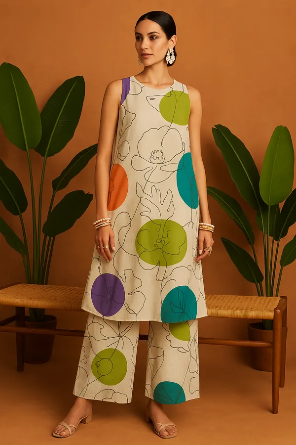 Beige_Rayon_Abstract_Print_Co-Ord_Set_For_Women
