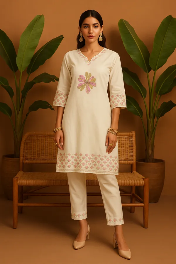 Off_White_Embroidered_Cotton_Kurta_Set_With_Floral_Motifs_For_Women