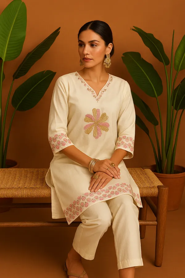Off_White_Embroidered_Cotton_Kurta_Set_With_Floral_Motifs_For_Women