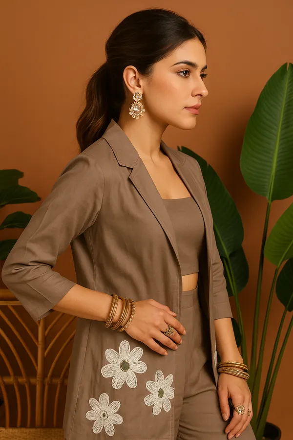 Brown_Roman_Silk_3-Piece_Taupe_Co-Ord_Set_With_Floral_Embroidery_For_Women