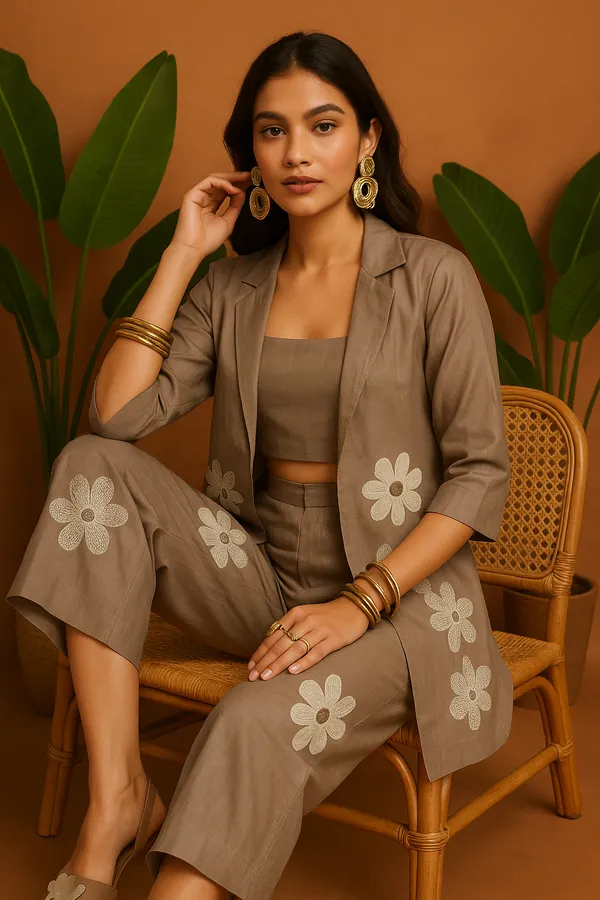 Brown_Roman_Silk_3-Piece_Taupe_Co-Ord_Set_With_Floral_Embroidery_For_Women