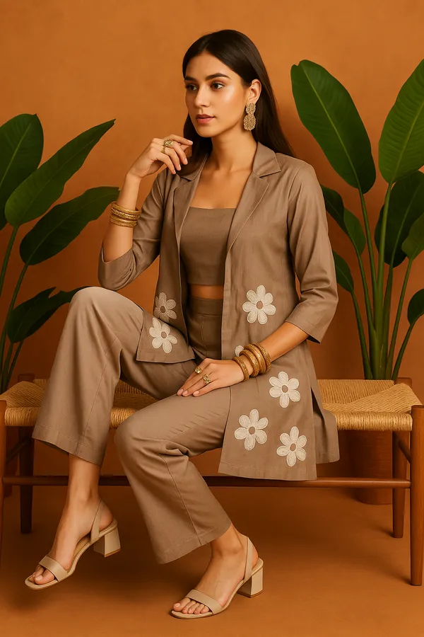 Brown_Roman_Silk_3-Piece_Taupe_Co-Ord_Set_With_Floral_Embroidery_For_Women