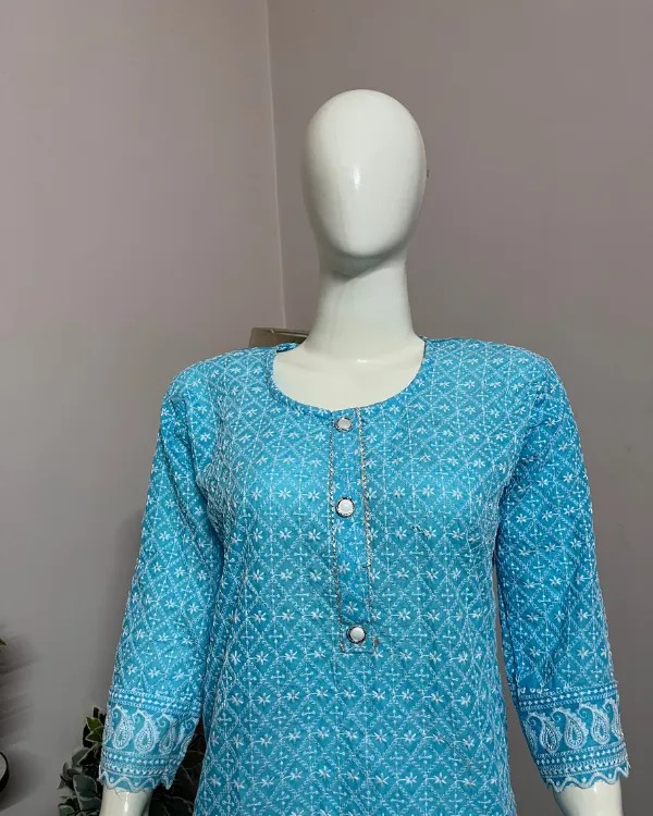 Sky_Blue_Printed_Cotton_Kurta_Set_For_Women