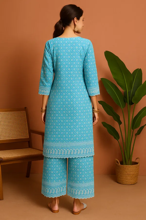 Sky_Blue_Printed_Cotton_Kurta_Set_For_Women