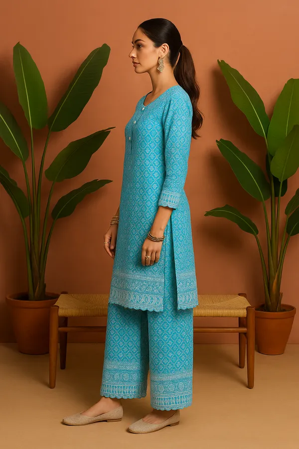 Sky_Blue_Printed_Cotton_Kurta_Set_For_Women
