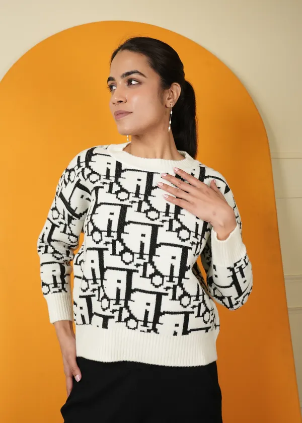 White_Black_Top_Parallel_Co-Ord_Set_For_Women