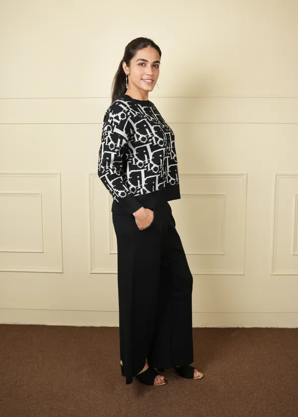 Black_White_Top_Parallel_Co-Ord_Set_For_Women