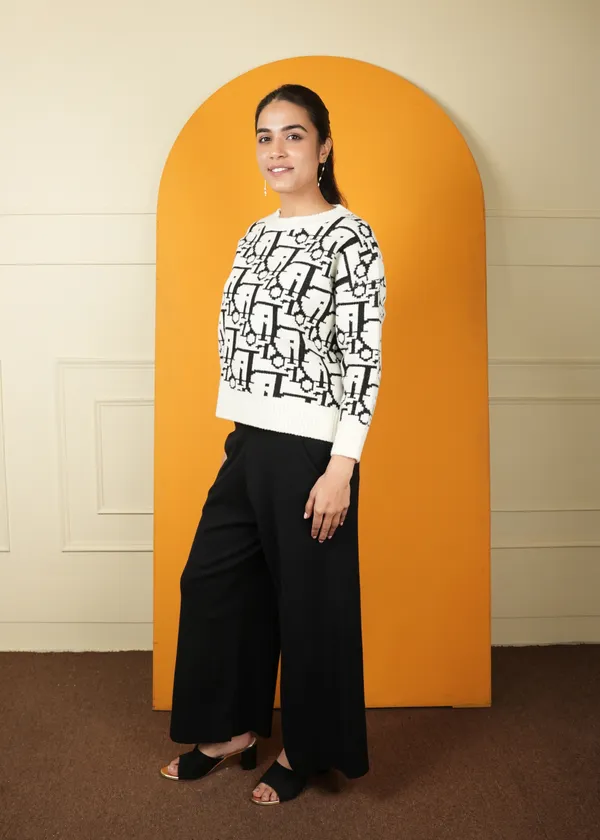 White_Black_Top_Parallel_Co-Ord_Set_For_Women