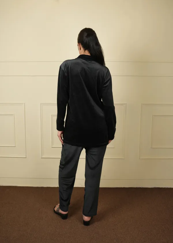 Black_Cotton_Coat_Style_Trouser_Set_For_Women