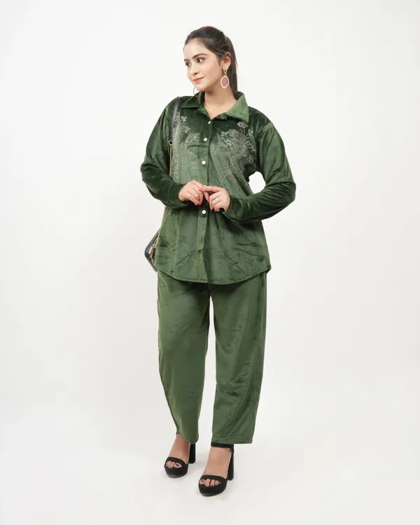 Rust_Green_Roman_Silk_Velvet_Co-Ord_Set_For_Women