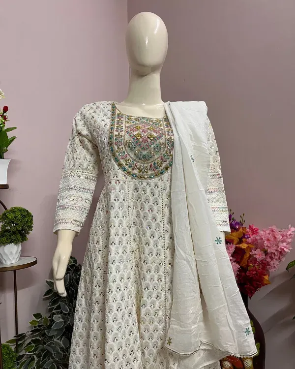 White_Anarkali_Suit_Set_With_Dupatta_For_Women