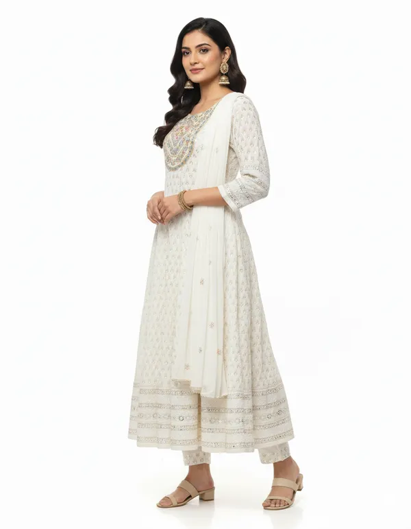White_Anarkali_Suit_Set_With_Dupatta_For_Women