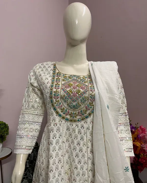 White_Anarkali_Suit_Set_With_Dupatta_For_Women