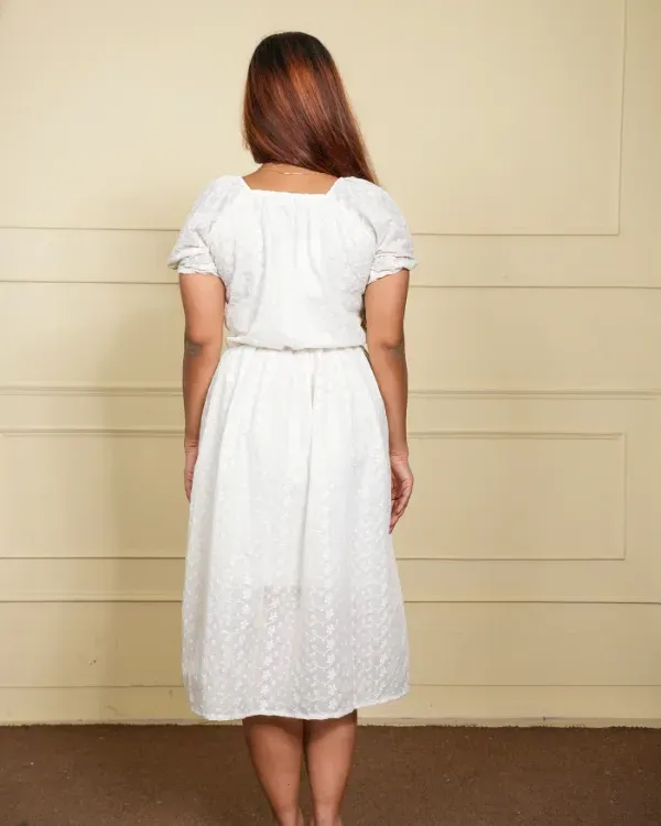 Classic_White_Puff-Sleeve_Midi_Dress_For_Women