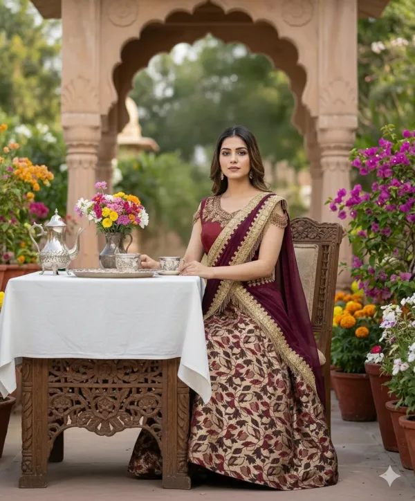 Women's_Designer_Embroidered_Maroon_Lehenga_Set_with_Attached_Drape