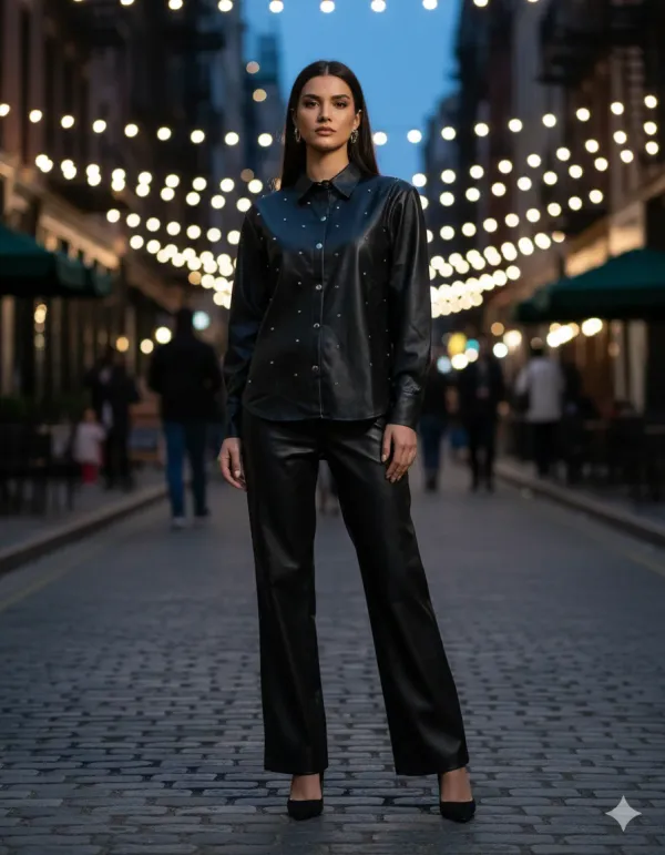 Women’s_Faux_Leather_Co-ord_Set_(Shirt_+_Pants)