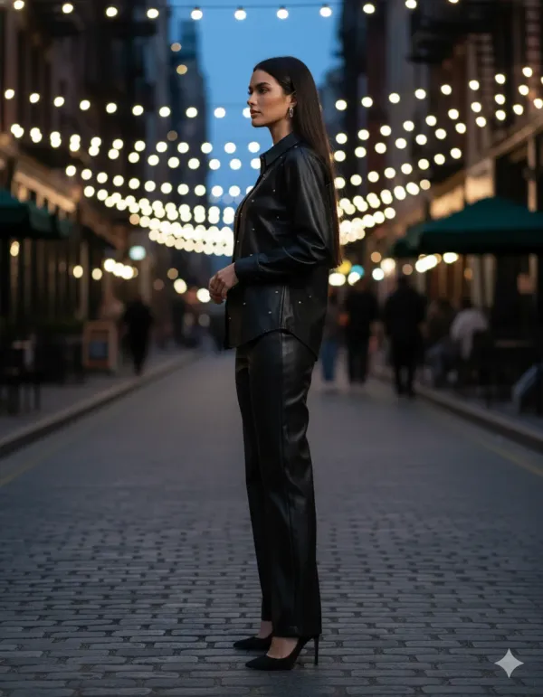 Women’s_Faux_Leather_Co-ord_Set_(Shirt_+_Pants)