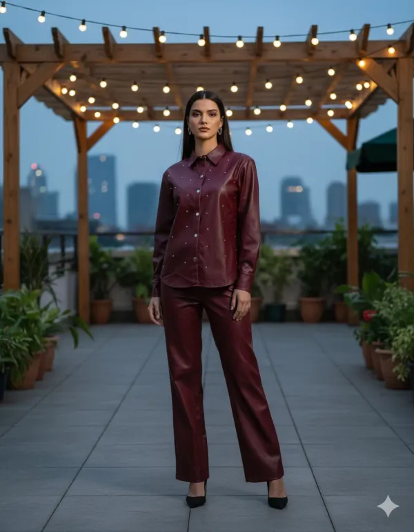 Women’s_Faux_Leather_Co-ord_Set_(Shirt_+_Pants)