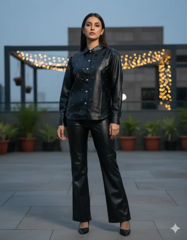 Women’s_Faux_Leather_Co-ord_Set_(Shirt_+_Pants)