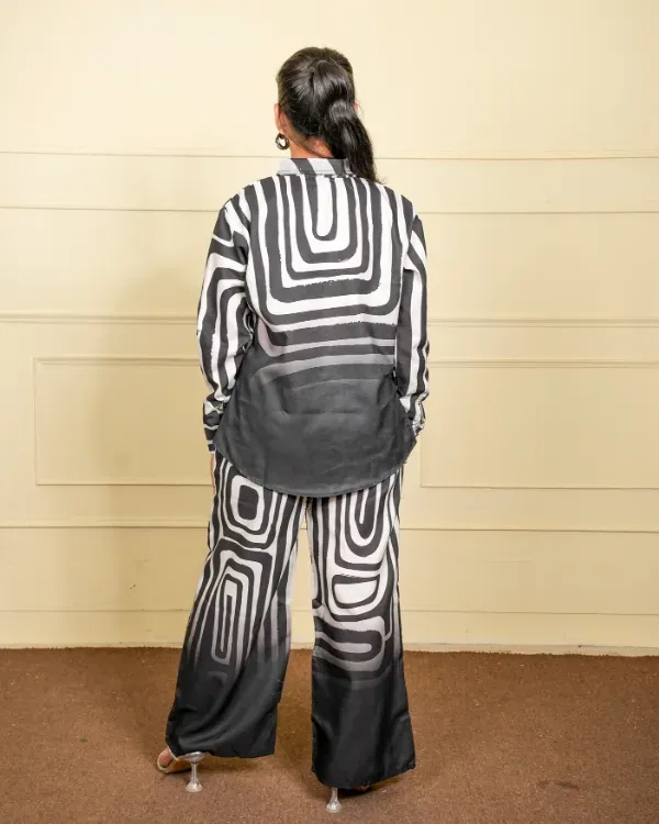 Black_Monochrome_Abstract_Print_Co-Ord_Set_–_Shirt_Pants_For_Women