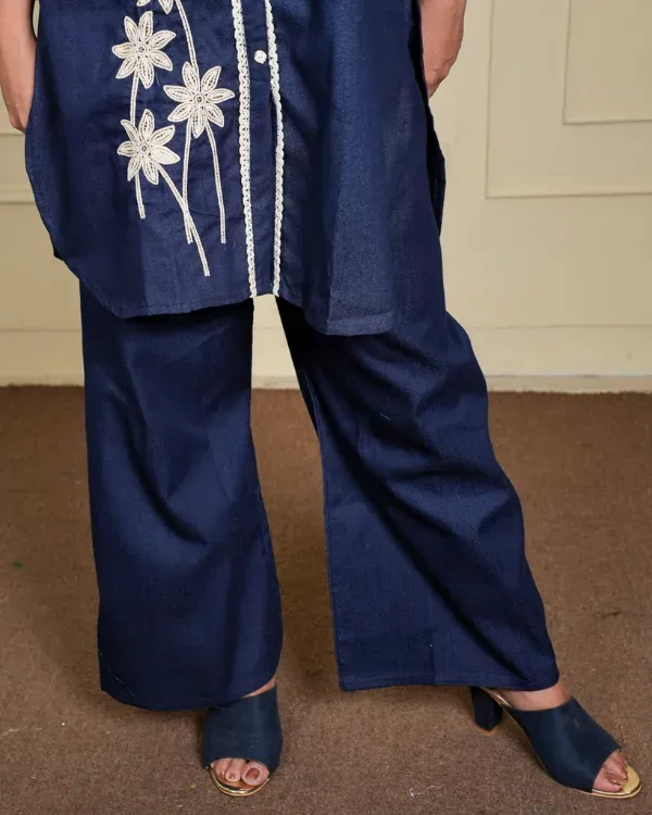 Navy_Blue_Co-Ord_Set_With_Floral_Lace_Detailing_For_Women