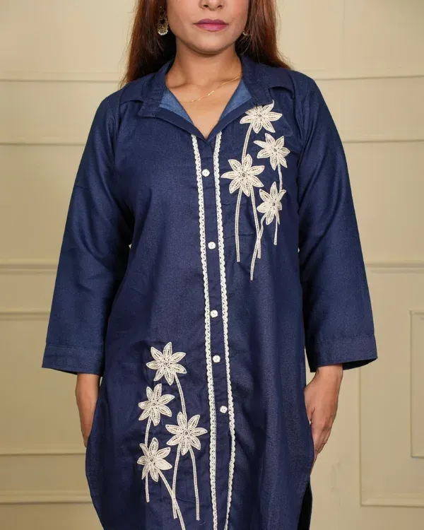 Navy_Blue_Co-Ord_Set_With_Floral_Lace_Detailing_For_Women