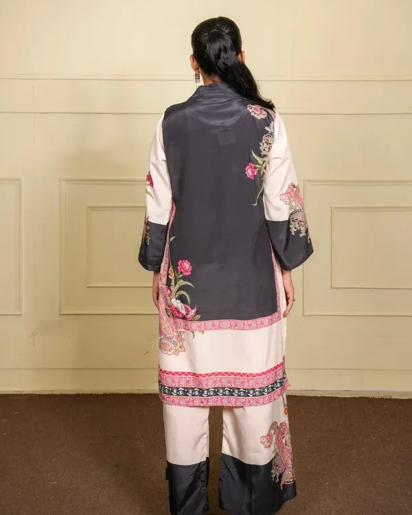 Multicolor_Printed_Co-Ord_Set_With_Collar_Shirt_Solid_Pants_For_Women