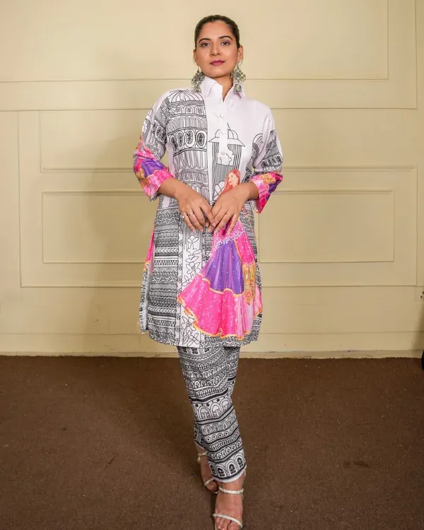 Multicolor_Printed_Co-Ord_Set_With_Designer_Kurta_Straight_Pants_For_Women