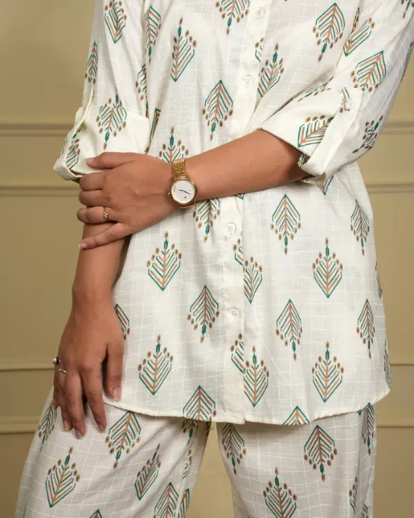 Multicolor_Printed_Co-Ord_Set_(Shirt_+_Pants)_For_Women