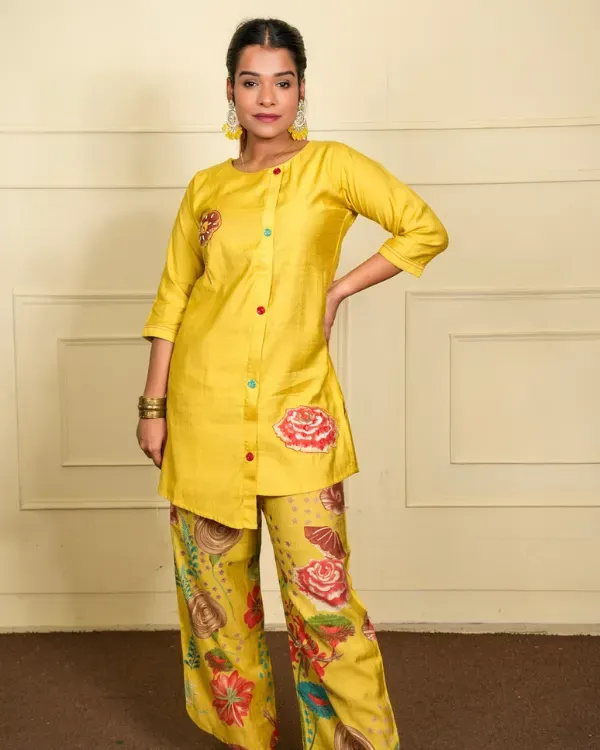 Mustard_Yellow_Floral_Co-Ord_Set_With_Embroidered_Accents_For_Women