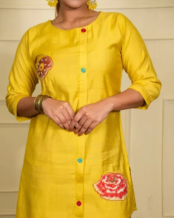 Mustard_Yellow_Floral_Co-Ord_Set_With_Embroidered_Accents_For_Women