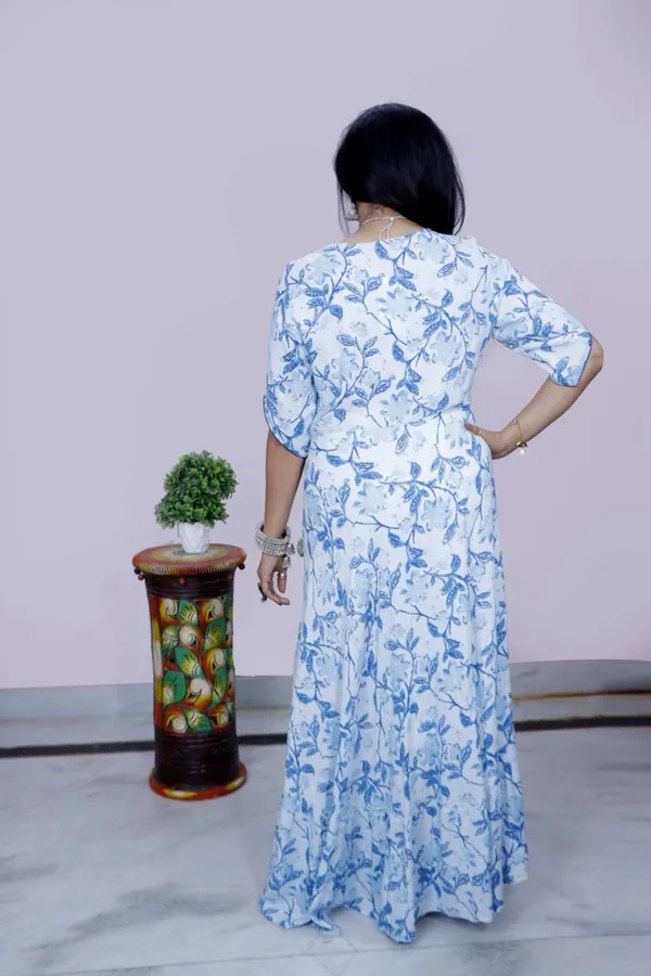 Blue_&_White_Printed_Flared_Maxi_Gown_Dress_With_Embroidered_Yoke_For_Women