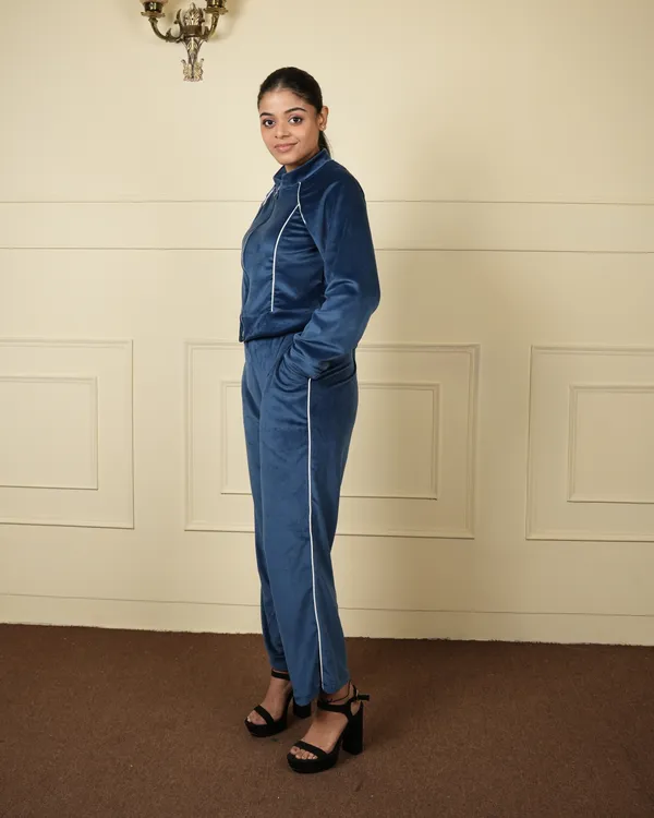 Teal_Blue_Trendy_Design_Velvet_Crop_Zipper_Jacket_Co-Ord_Set_For_Women