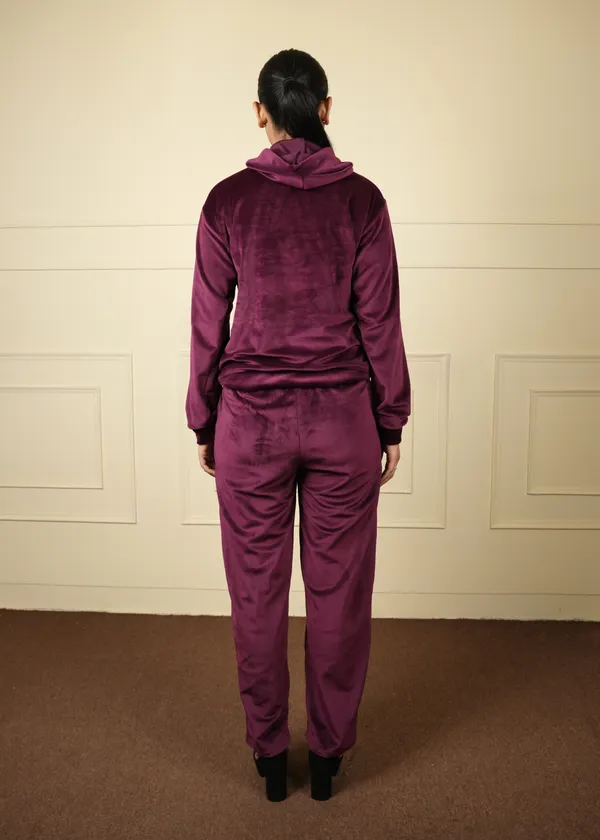 Wine_Trendy_Design_Velvet_Short_Top_Trouser_Co-Ord_Set_For_Women