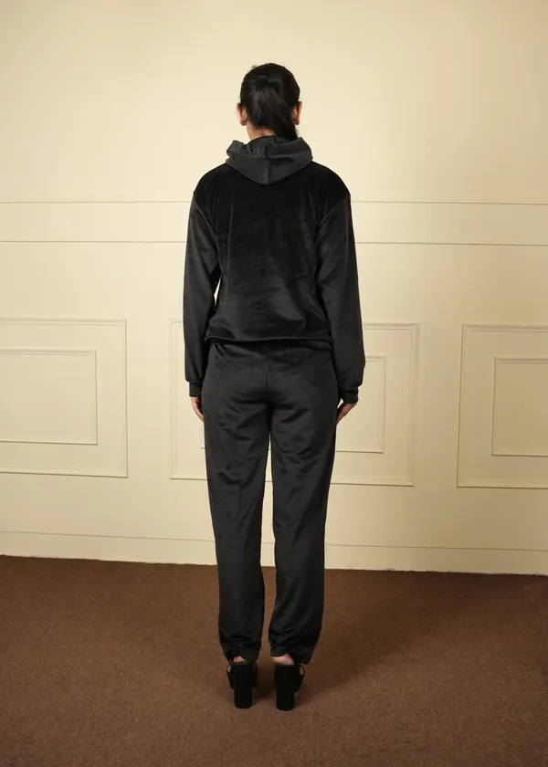 Black_Trendy_Design_Velvet_Short_Top_Trouser_Co-Ord_Set_For_Women