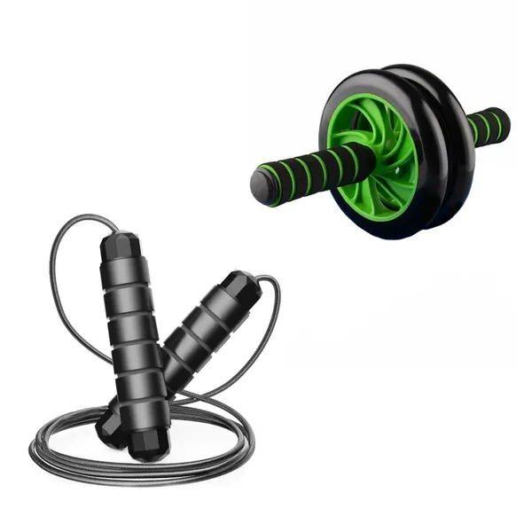 Combo_of_Core_Ab_Roller_&_Skipping_Rope_Adjustable_Speed_Skipping_Rope_|_For_Workout