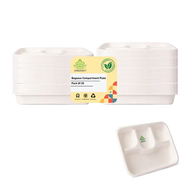 Pack_Of_25_Pieces_White_Sugarcane_Bagasse_4_Compartment_Meal_Trays_Plates