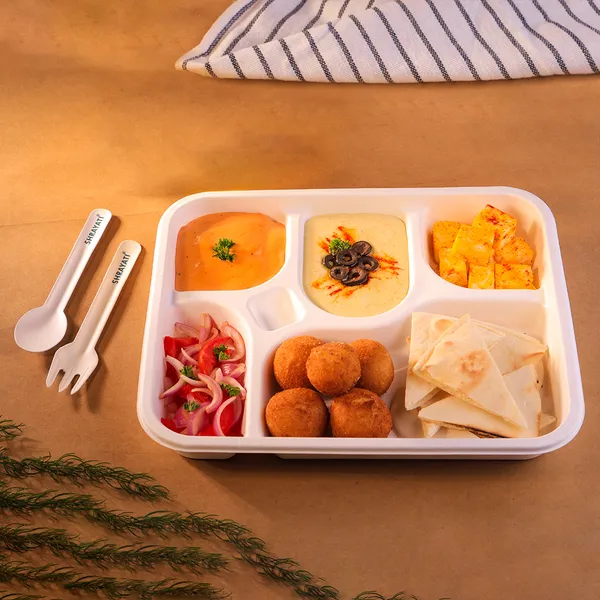 Pack_Of_25_Pieces_White_Sugarcane_Bagasse_5_Compartment_Meal_Trays_Plates