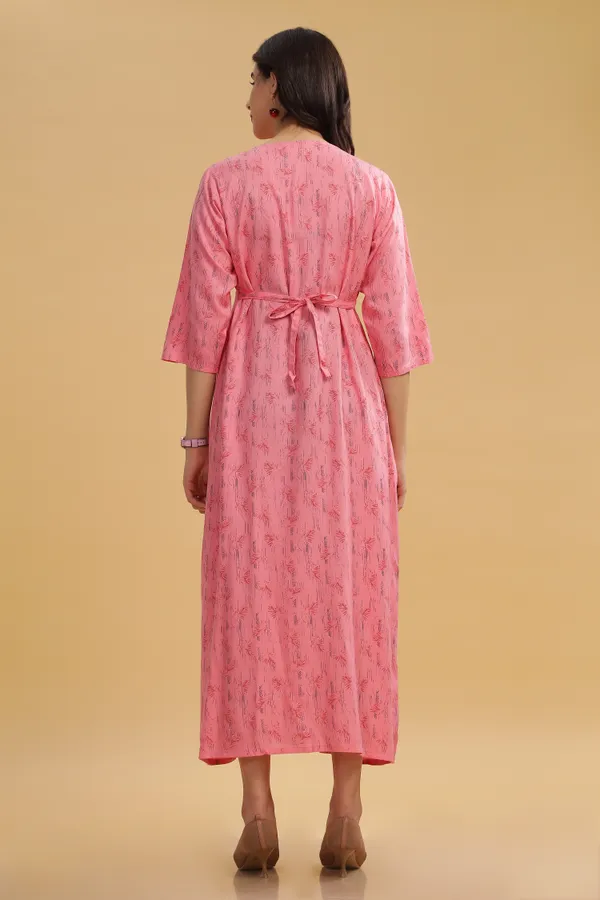 Dual-Zip_Printed_Cotton_Maternity_&_Nursing_Western_Dress__Stylish_Convenience_for_Pre_&_Post_Pregnancy_Women