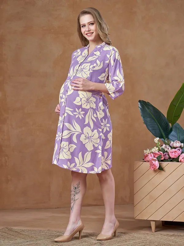 Women's_Floral_Maternity_Dress__Soft_Cotton_Rayon_Blend,_Lightweight,_Flowy_for_Everyday_&_Casual_Wear