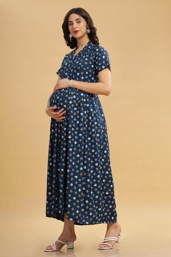 Lovely Mom's Blue Dual-Zip Printed Cotto...