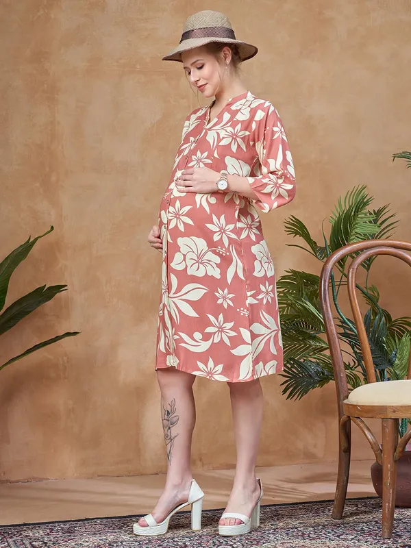 Women's_Floral_Maternity_Dress__Soft_Cotton_Rayon_Blend,_Lightweight,_Flowy_for_Everyday_&_Casual_Wear
