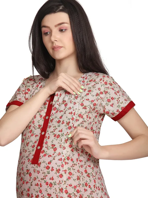 Red_Nursing_Kurti_For_Feeding_Printed_Maternity_Kurti_With_Zipper_For_Post_Pregancy_Breast_Feeding_Cotton_Rayon_For_Women