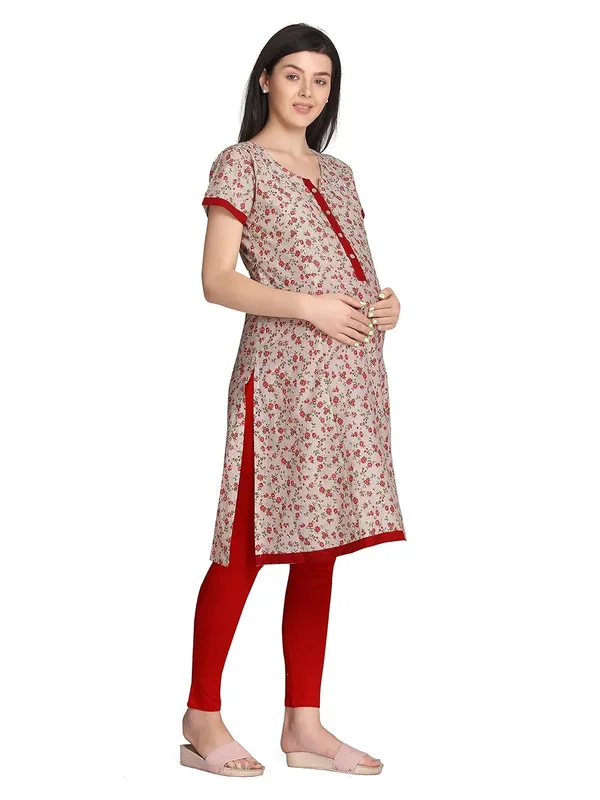 Red_Nursing_Kurti_For_Feeding_Printed_Maternity_Kurti_With_Zipper_For_Post_Pregancy_Breast_Feeding_Cotton_Rayon_For_Women